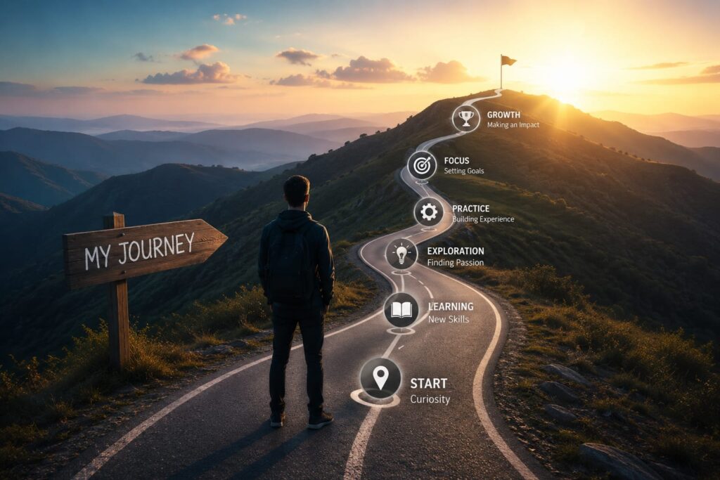 Digital marketing freelancer journey toward growth, learning, focus, and professional success.